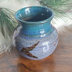 Handcrafted Blue Ceramic Vase